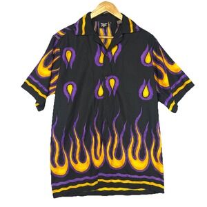 Black and Yellow Flame Casual Button Down Shirt